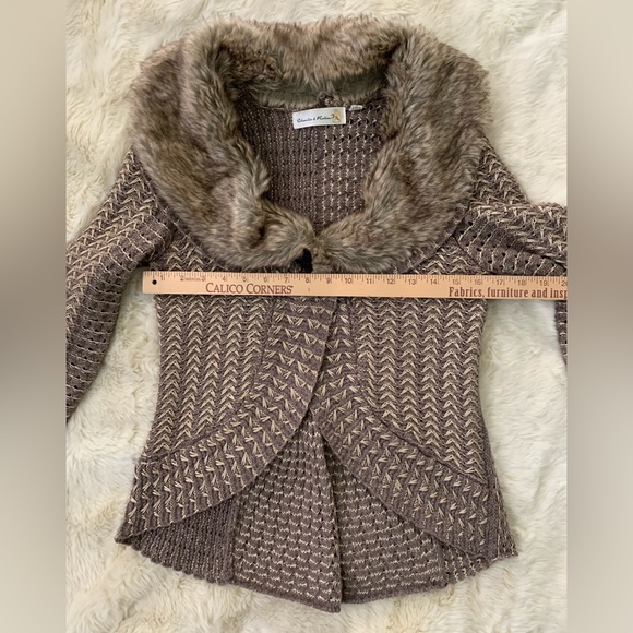 Anthropologie Charlie and Robin Fur Collar Cardigan - Picture 5 of 7